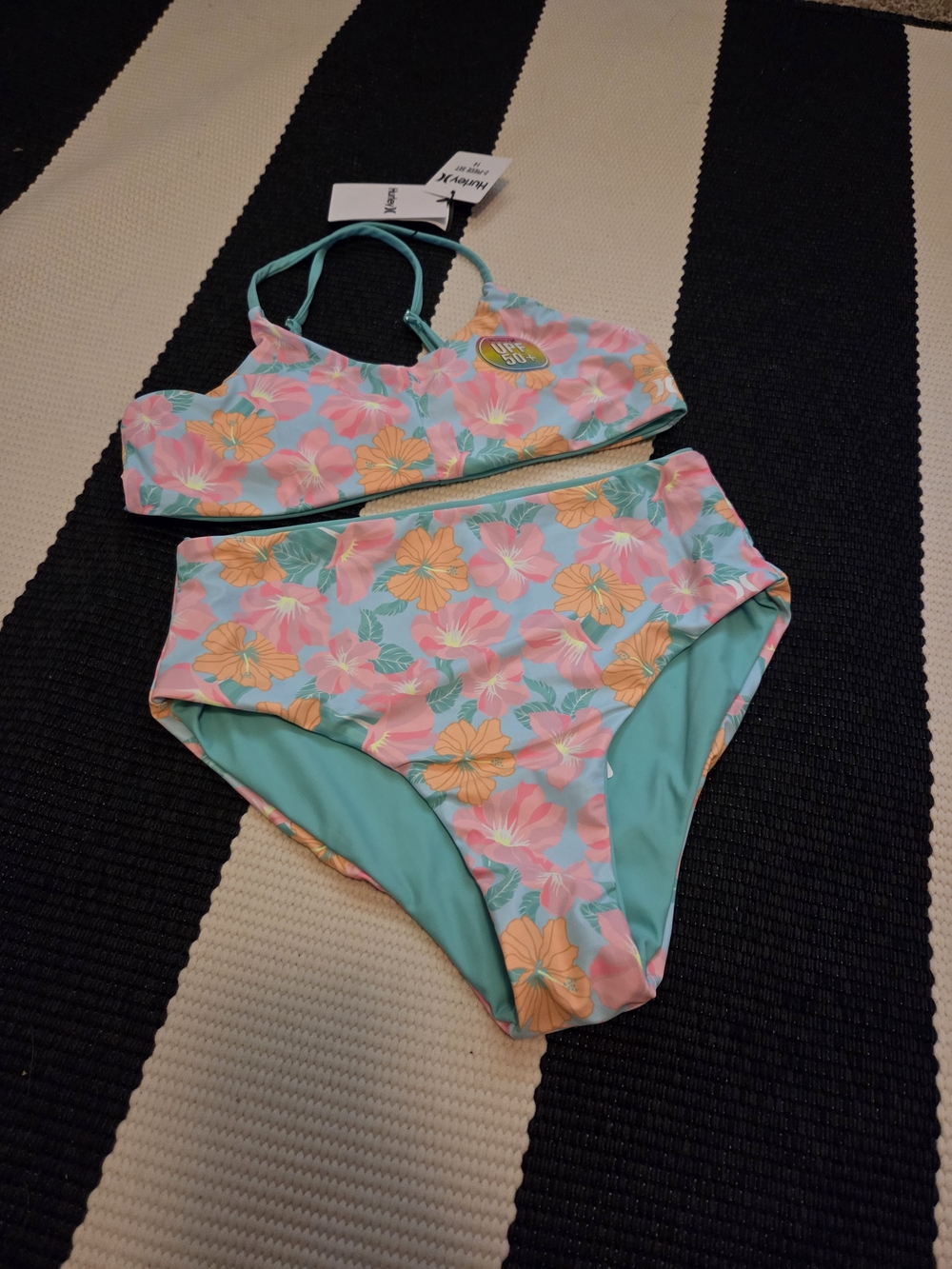Hurley Girls' High-Waist Reversible Bikini Swim Set